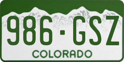 CO license plate 986GSZ