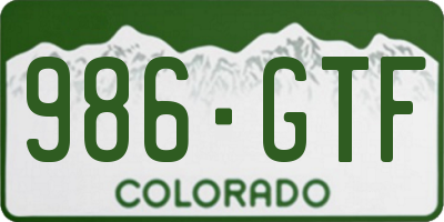 CO license plate 986GTF