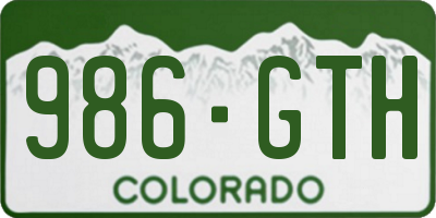 CO license plate 986GTH