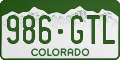 CO license plate 986GTL