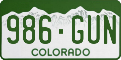 CO license plate 986GUN