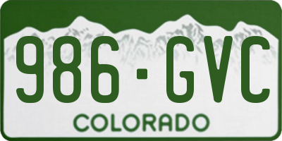 CO license plate 986GVC
