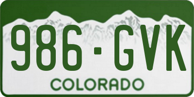 CO license plate 986GVK