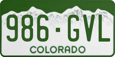 CO license plate 986GVL