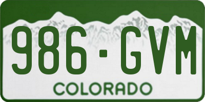CO license plate 986GVM