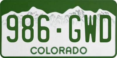 CO license plate 986GWD