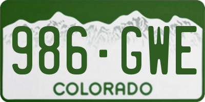 CO license plate 986GWE