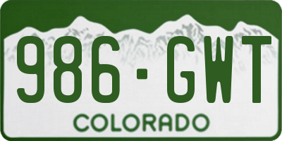 CO license plate 986GWT