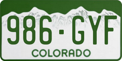 CO license plate 986GYF