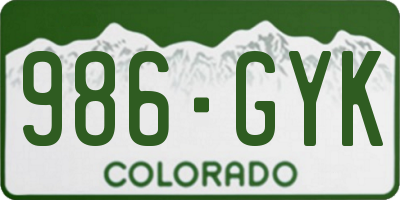 CO license plate 986GYK