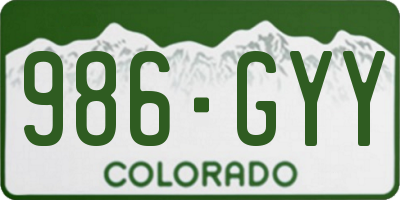 CO license plate 986GYY