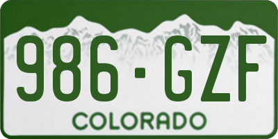CO license plate 986GZF