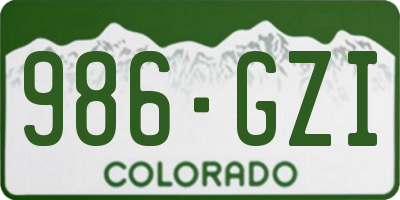 CO license plate 986GZI