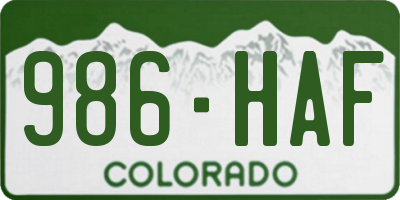 CO license plate 986HAF