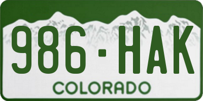CO license plate 986HAK