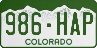 CO license plate 986HAP