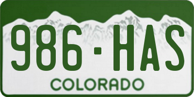 CO license plate 986HAS