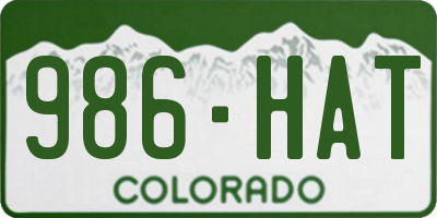 CO license plate 986HAT