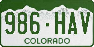 CO license plate 986HAV