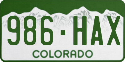 CO license plate 986HAX