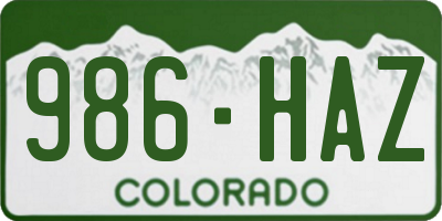 CO license plate 986HAZ