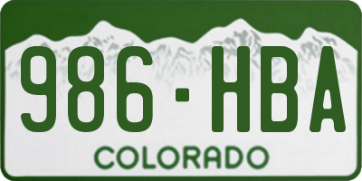 CO license plate 986HBA