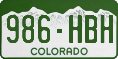 CO license plate 986HBH