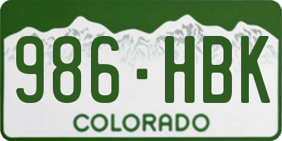 CO license plate 986HBK