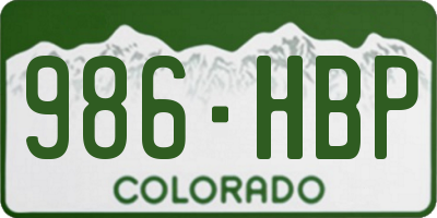 CO license plate 986HBP