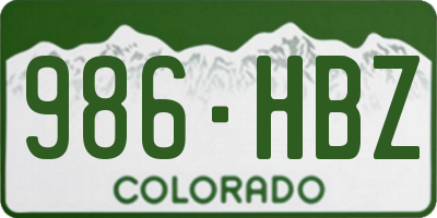 CO license plate 986HBZ