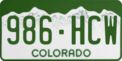 CO license plate 986HCW