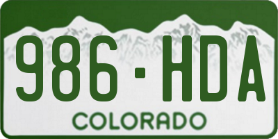CO license plate 986HDA
