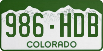 CO license plate 986HDB