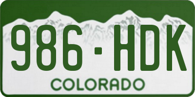 CO license plate 986HDK