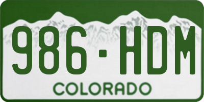 CO license plate 986HDM