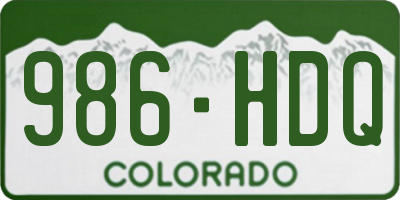 CO license plate 986HDQ