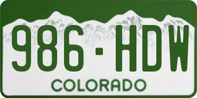 CO license plate 986HDW