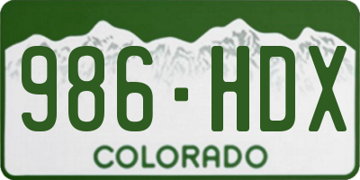CO license plate 986HDX