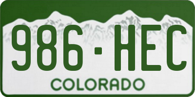 CO license plate 986HEC