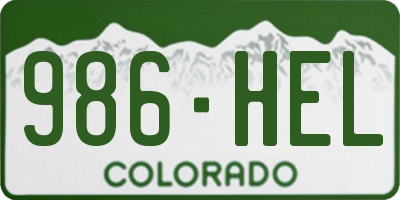 CO license plate 986HEL