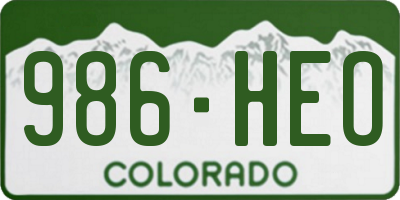CO license plate 986HEO