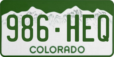 CO license plate 986HEQ