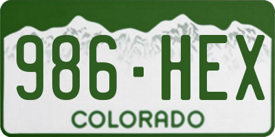 CO license plate 986HEX