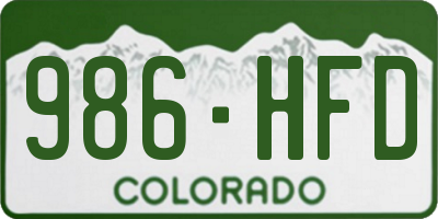 CO license plate 986HFD