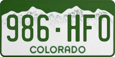 CO license plate 986HFO
