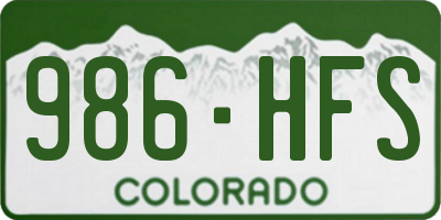 CO license plate 986HFS