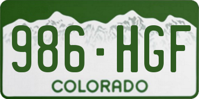 CO license plate 986HGF