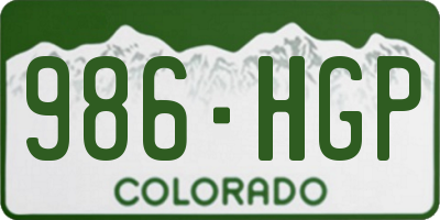 CO license plate 986HGP