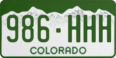CO license plate 986HHH