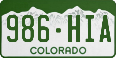 CO license plate 986HIA